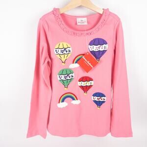 Hanna Andersson Girls 10 Long Sleeve Shirt Hot Air Balloon Rainbow Pink NWT‎